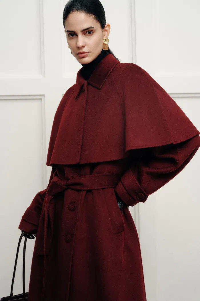 Cape Trench Coat in Cashmere Wool Double-Face
