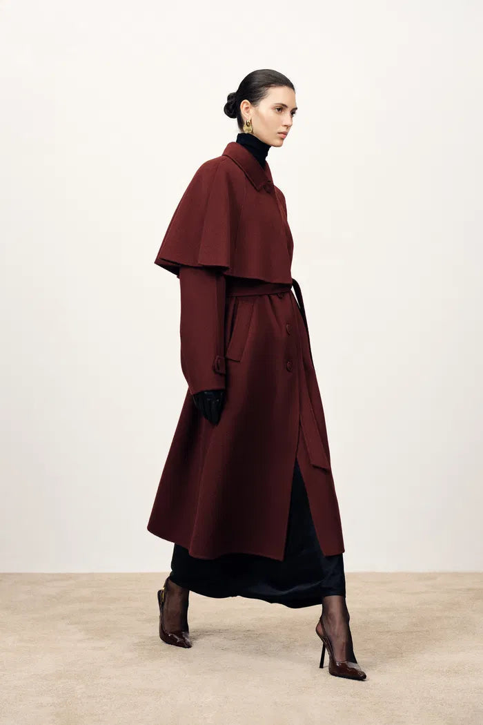 Cape Trench Coat in Cashmere Wool Double-Face