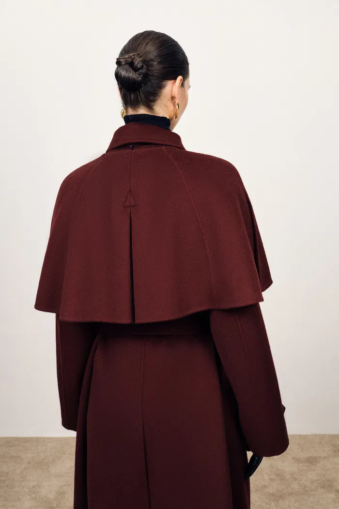 Cape Trench Coat in Cashmere Wool Double-Face
