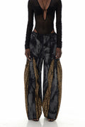 Caprina Leopard Zipper Jeans In Yellow