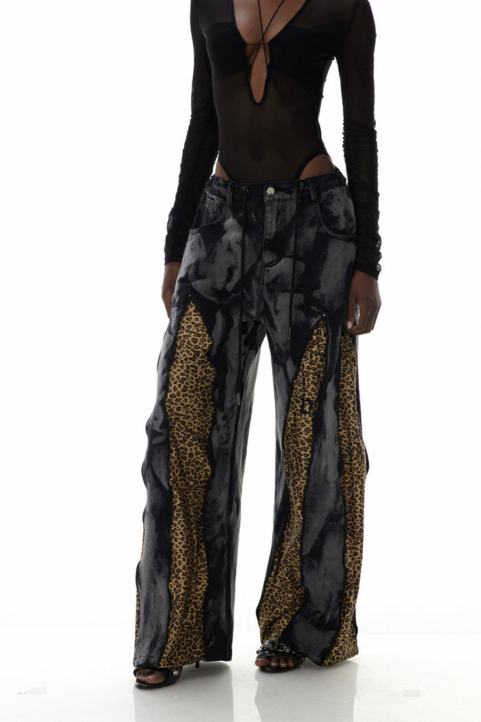 Caprina Leopard Zipper Jeans In Yellow