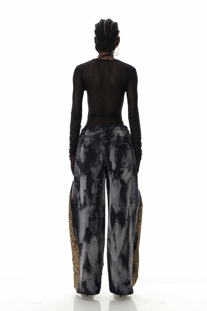 Caprina Leopard Zipper Jeans In Yellow