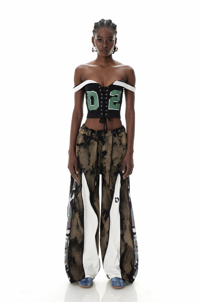 Caprina Zipper Tie Dye Jeans In Brown