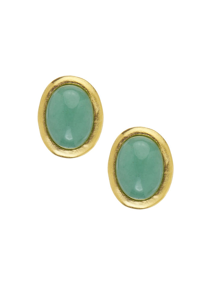 Caroline Stud Earrings - Green Jade