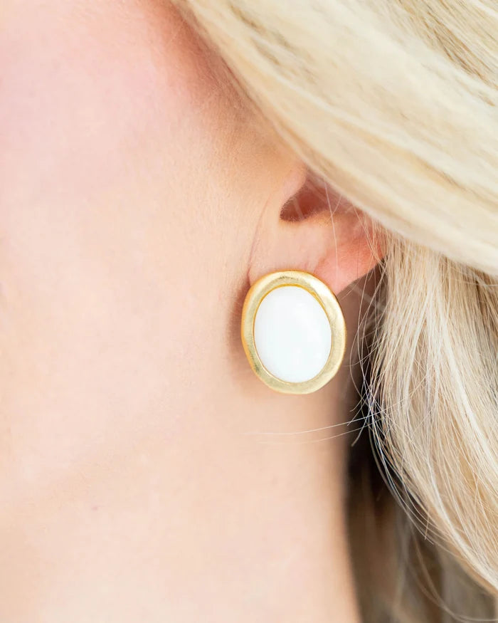 Caroline Stud Earrings - White