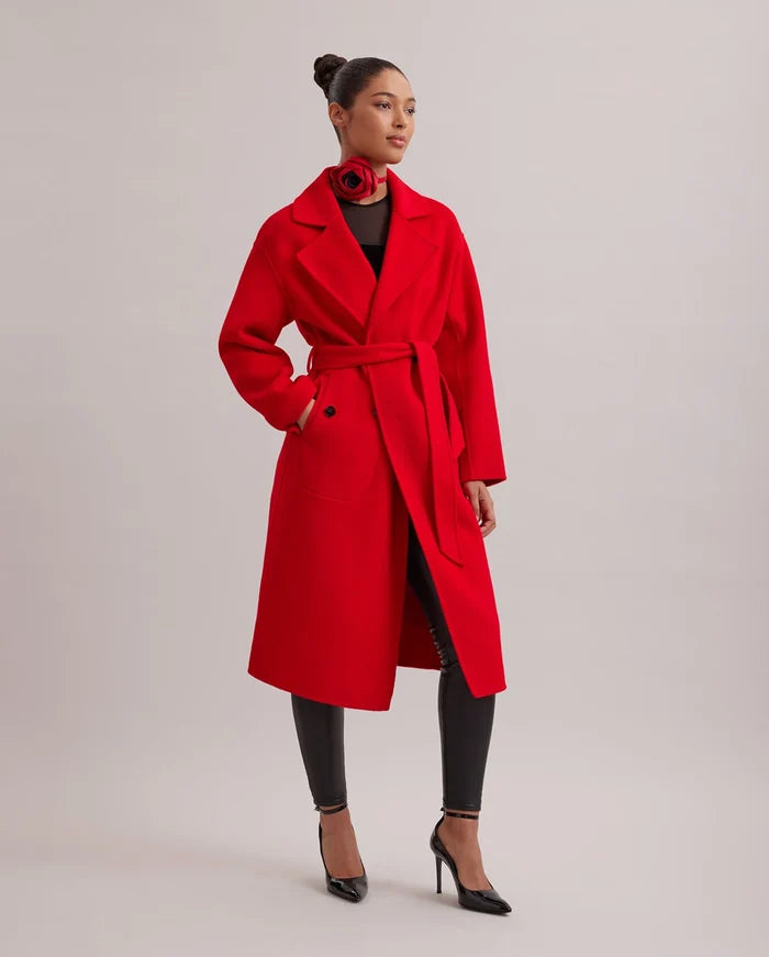 Cashmere Trench Coat with Large Notch Lapel