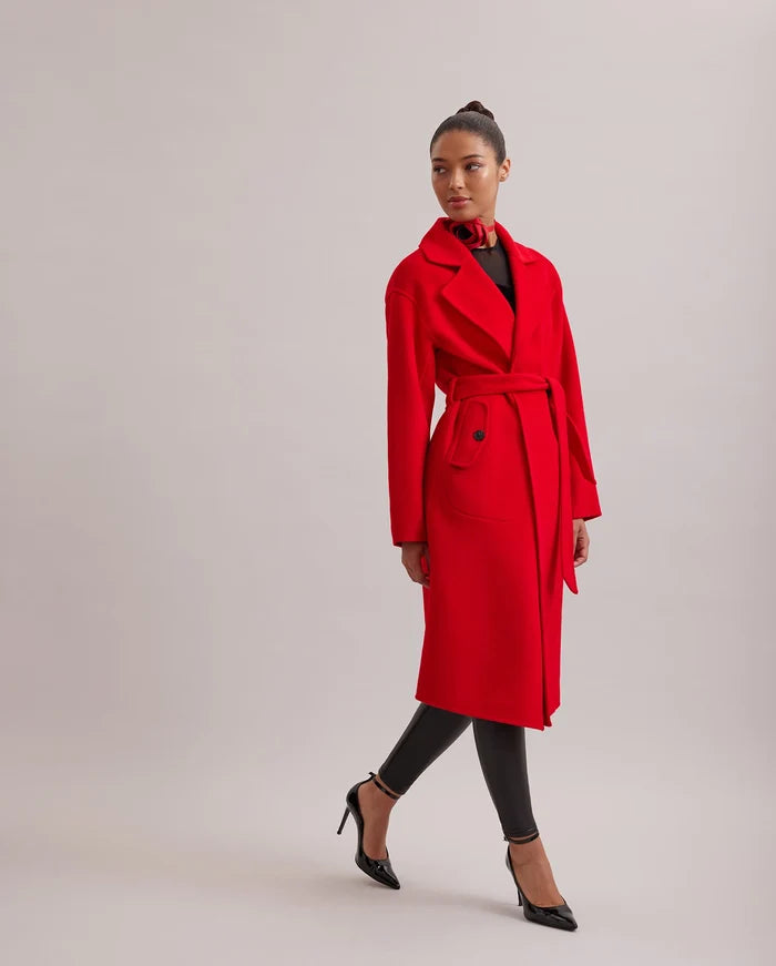 Cashmere Trench Coat with Large Notch Lapel