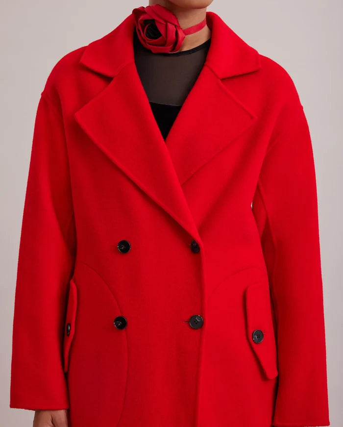 Cashmere Trench Coat with Large Notch Lapel