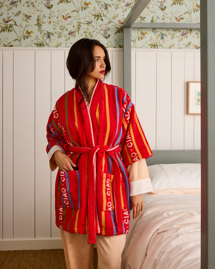 Ciao Stripe Terry Mini Bath Robe