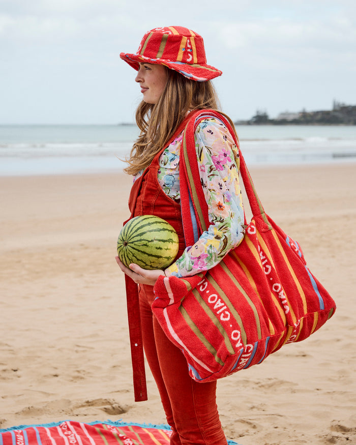 Ciao Stripe Terry Oversized Beach Bag