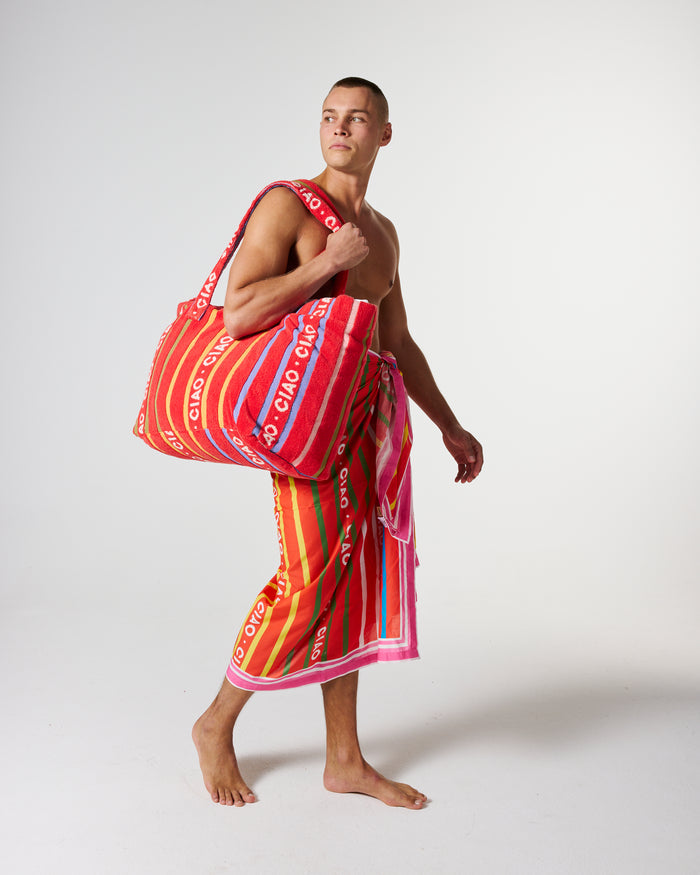 Ciao Stripe Terry Oversized Beach Bag