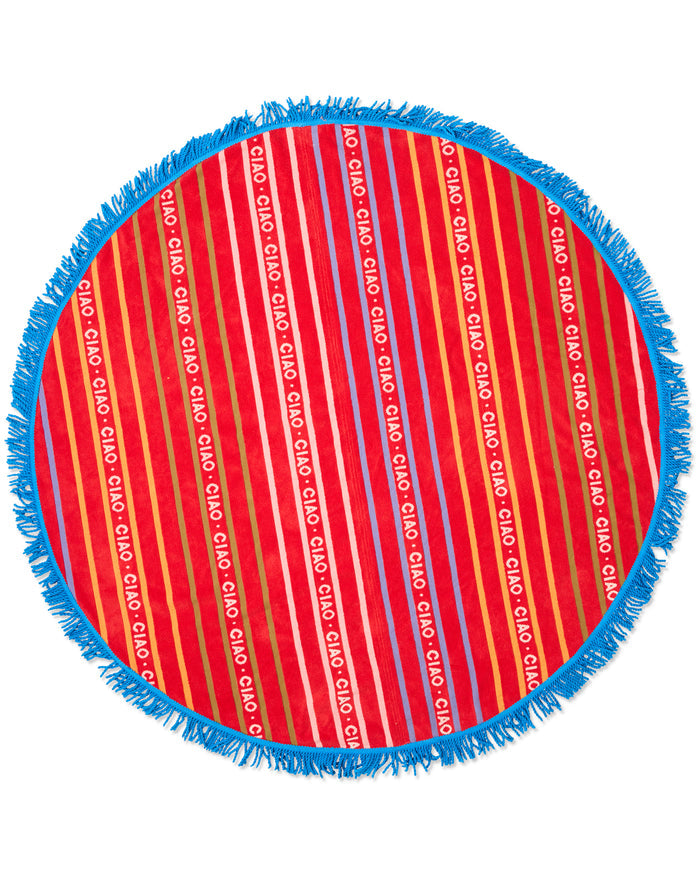 Ciao Stripe Terry Round Beach Towel