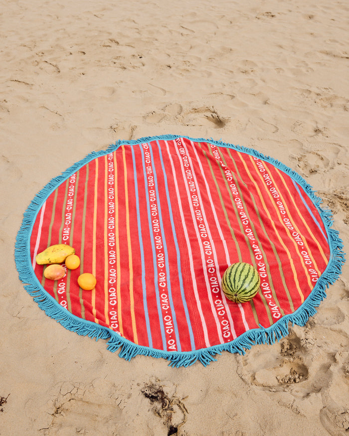 Ciao Stripe Terry Round Beach Towel
