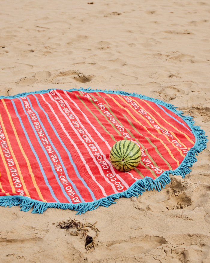 Ciao Stripe Terry Round Beach Towel