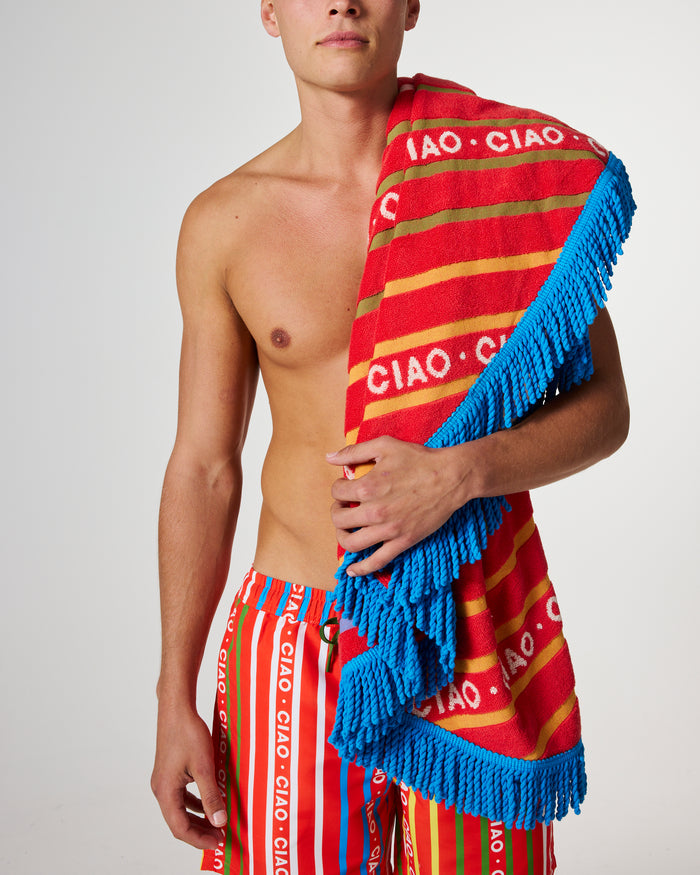 Ciao Stripe Terry Round Beach Towel