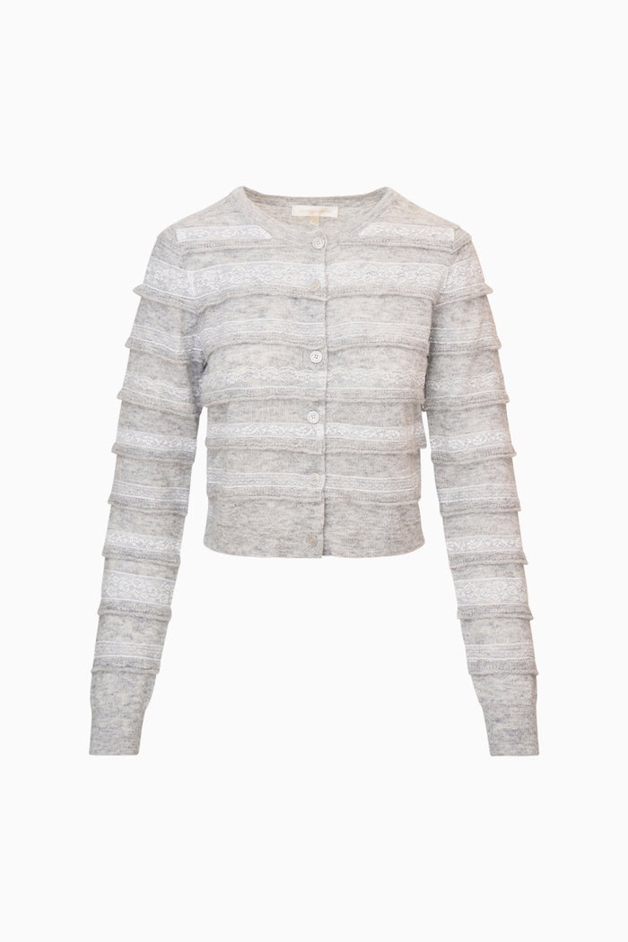 Claralise Alpaca-Blend Lace Stripe Cardigan
