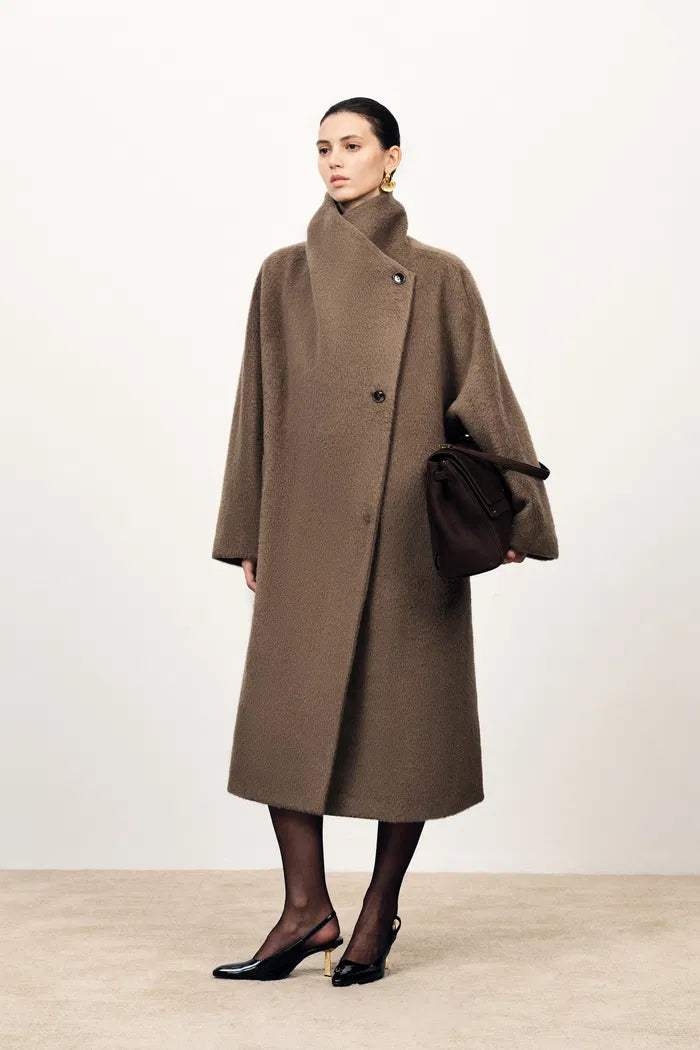 Classic Wrap Coat in Alpaca Wool Blend