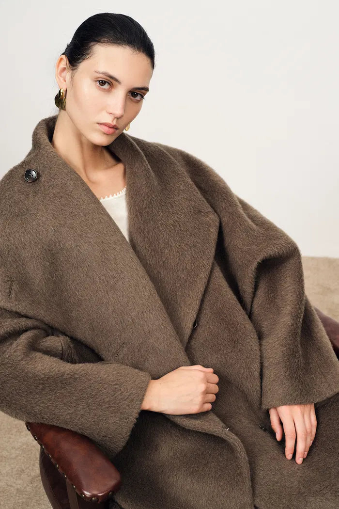 Classic Wrap Coat in Alpaca Wool Blend