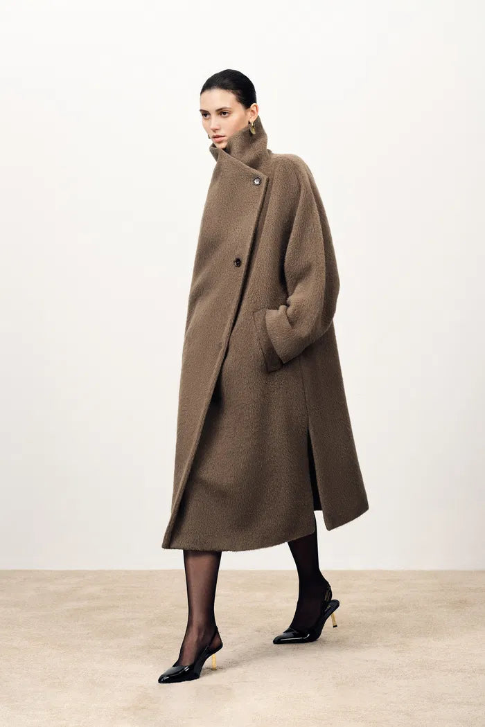 Classic Wrap Coat in Alpaca Wool Blend