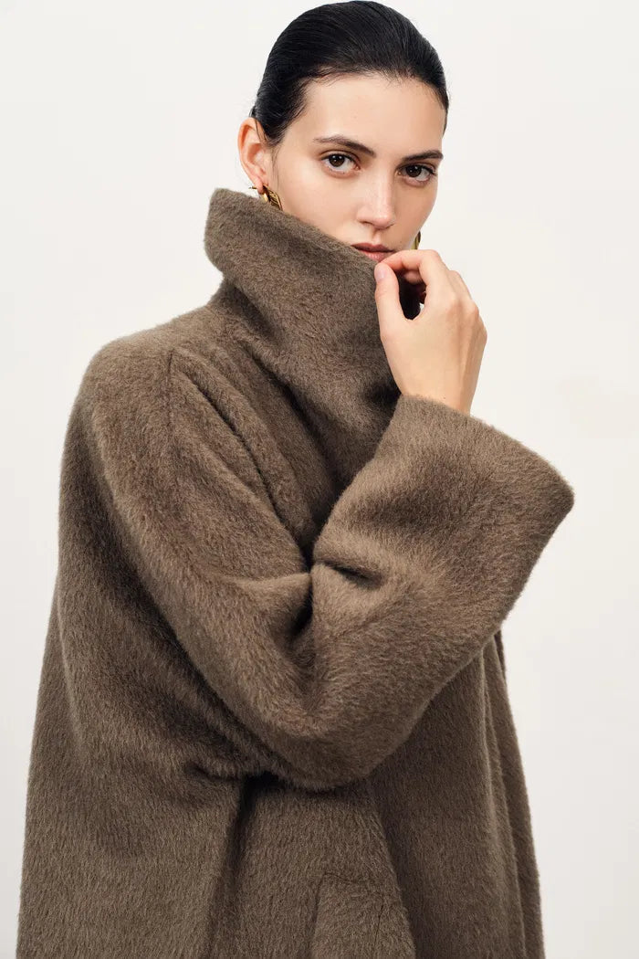 Classic Wrap Coat in Alpaca Wool Blend