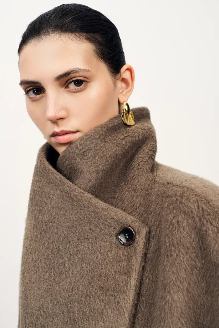 Classic Wrap Coat in Alpaca Wool Blend