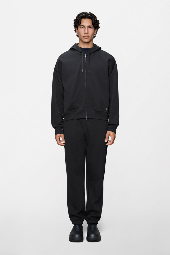 RAINS Classic Zip Hoodie Splash 3D Black Long Sleeve