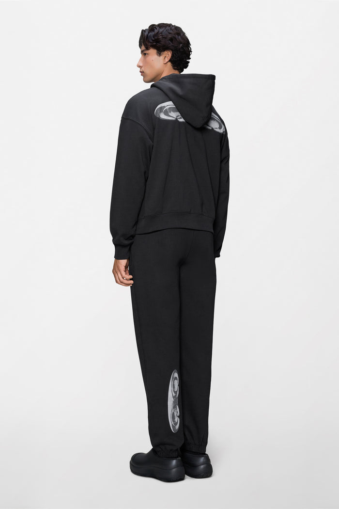 RAINS Classic Zip Hoodie Splash 3D Black Long Sleeve