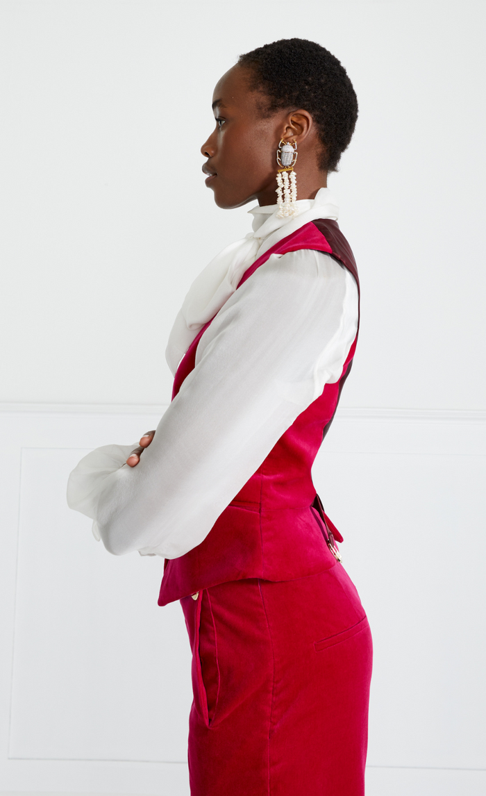 Clove Velvet Waistcoat - Hot Pink