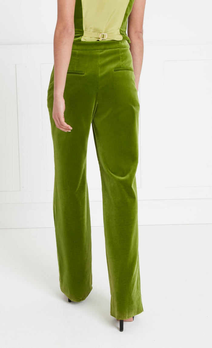Clove Velvet Waisted Trousers - Chartreuse
