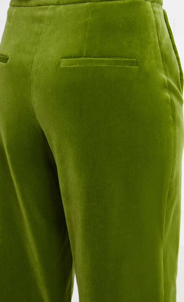 Clove Velvet Waisted Trousers - Chartreuse