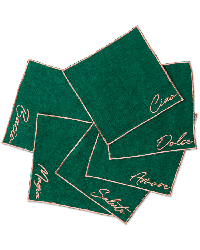 Cocktail Hour Embroidered 6P Cocktail Napkin Set