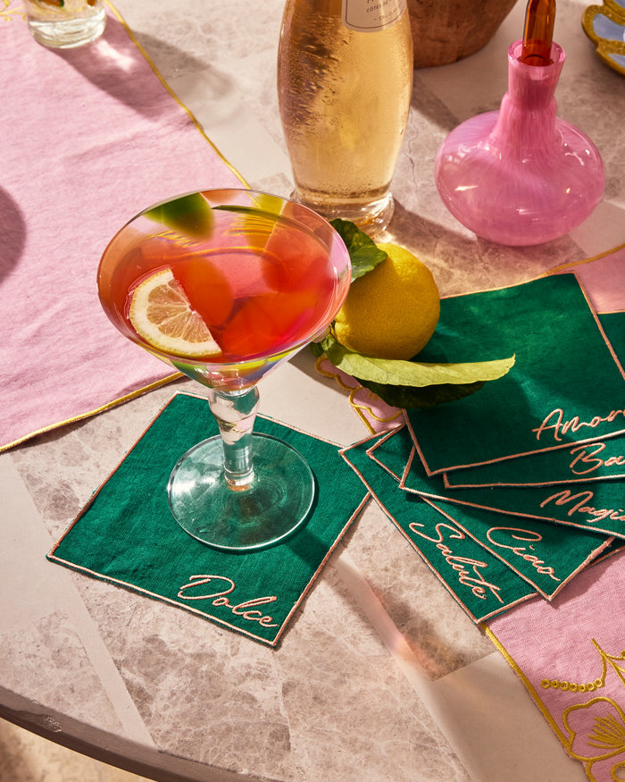 Cocktail Hour Embroidered 6P Cocktail Napkin Set