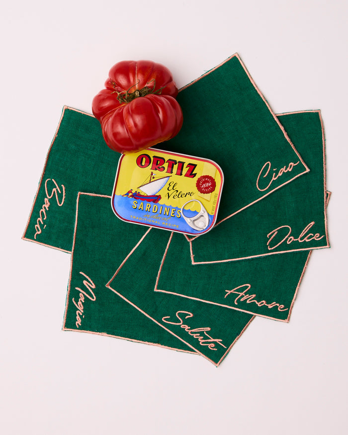 Cocktail Hour Embroidered 6P Cocktail Napkin Set