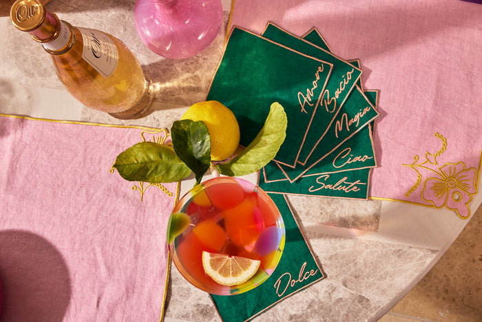 Cocktail Hour Embroidered 6P Cocktail Napkin Set