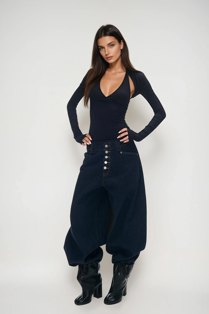 Colombina Two Piece Knit Top In Black