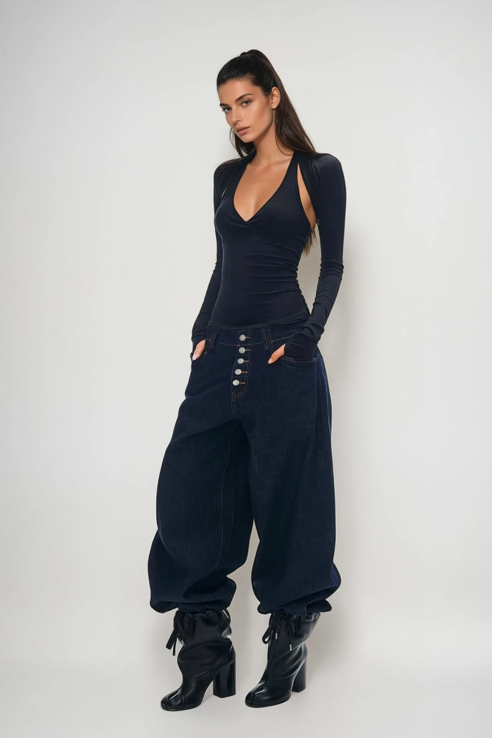 Colombina Two Piece Knit Top In Black
