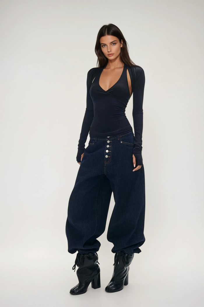 Colombina Two Piece Knit Top In Black