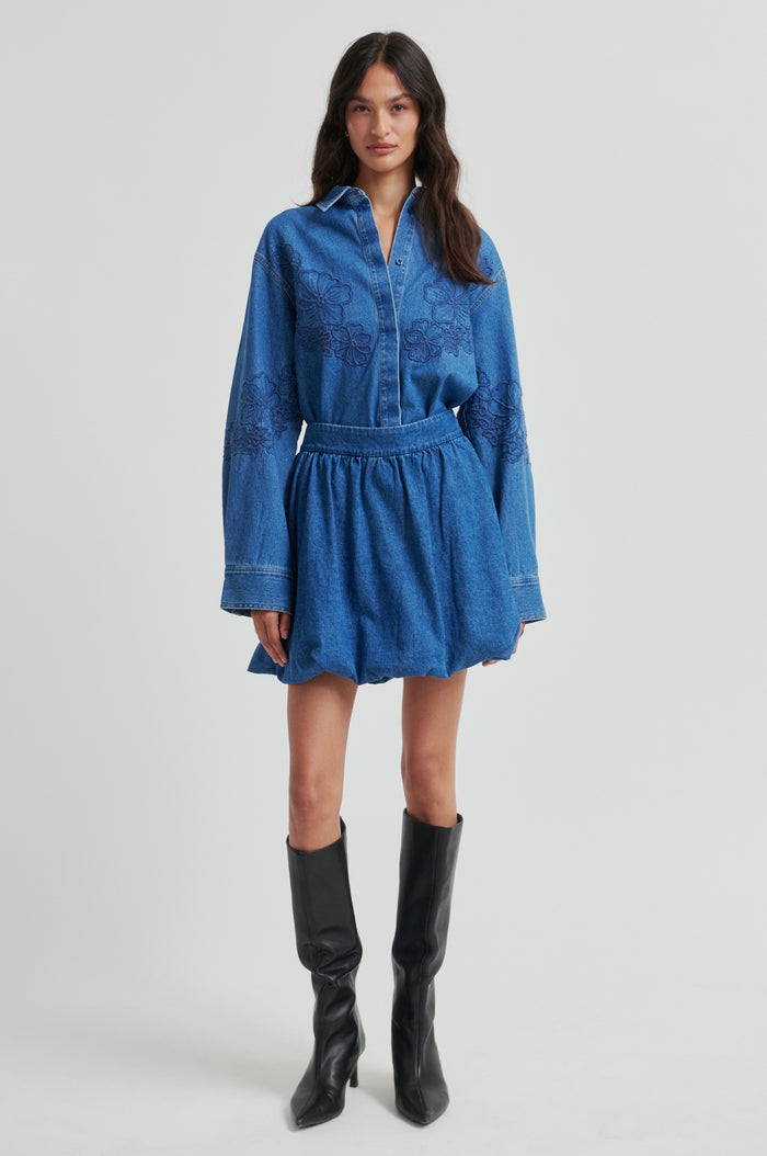 Cornelia Denim Mini Balloon Skirt