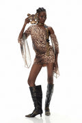 Cosmo Asymmetric Leopard Mini Dress