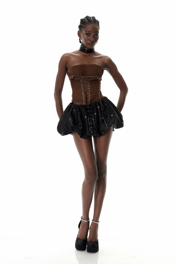 Costanza Eyelet Lace Up Mini Skirt