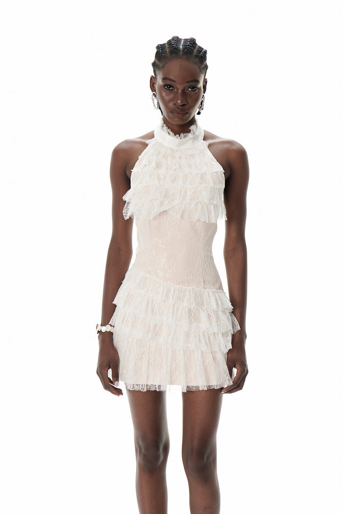 Cove Halter Neck Mesh Mini Dress
