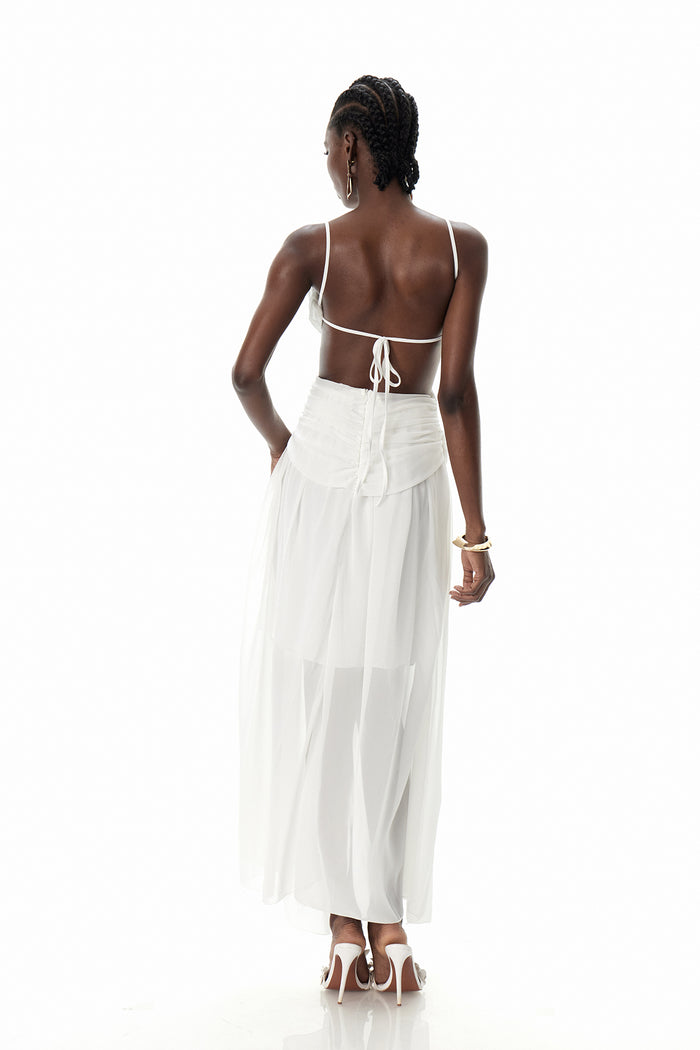 Crawford Spaghetti Cutout Maxi Dress In White