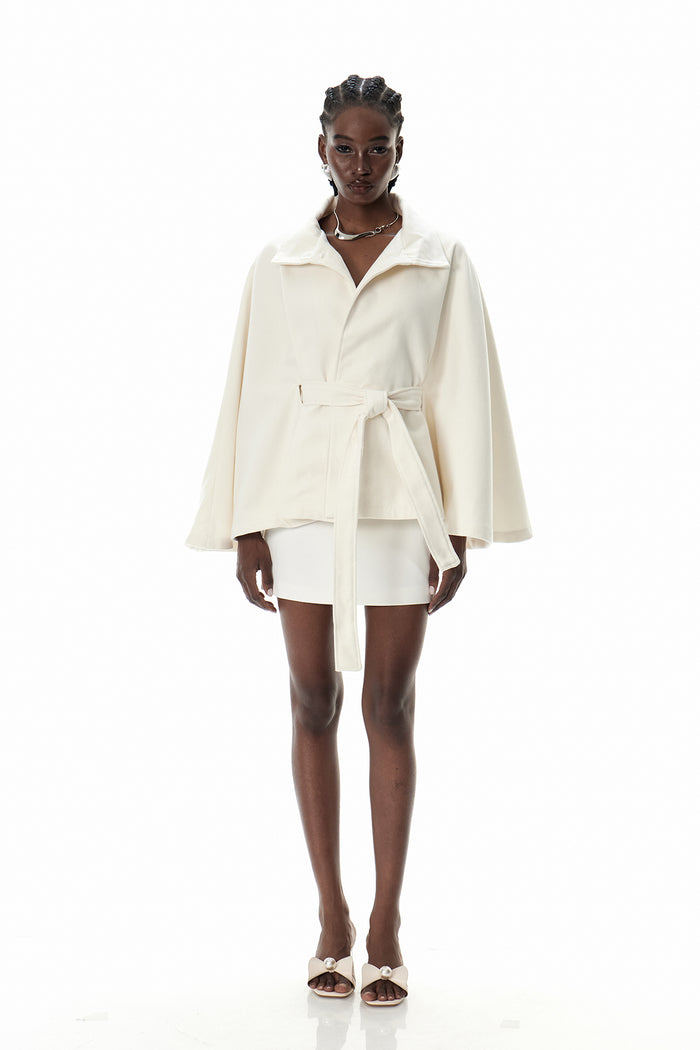 Crescentia Stand Collar Jacket In Beige
