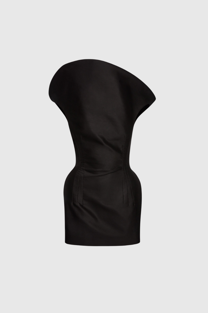 Crina Deconstruct Asymmetric Mini Dress In Black