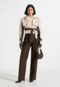 Cropped Gabardine Trench Coat With Belt