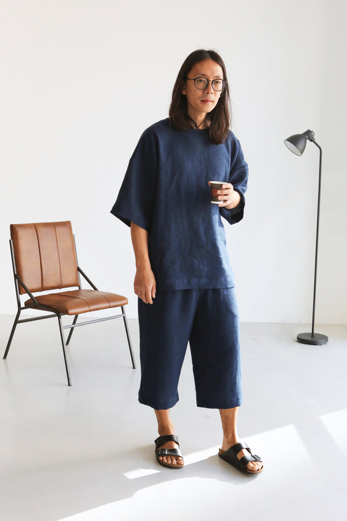 Cropped Wide-Leg Linen Pants WILLOW - IN STOCK