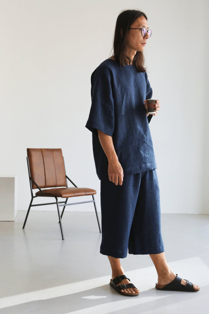 Cropped Wide-Leg Linen Pants WILLOW - IN STOCK