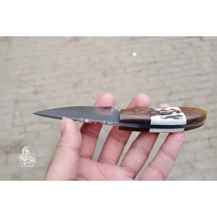Custom Skinner Knife Deer Antler Rosewood Handle