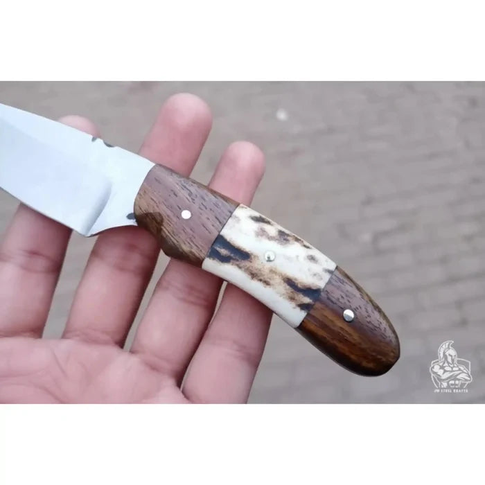 Custom Skinner Knife Deer Antler Rosewood Handle