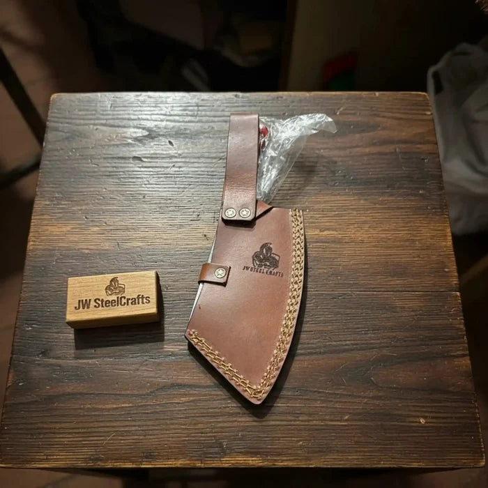 Damascus Steel Cleaver Knife with USA Flag Resin Handle | Handmade Kitchen Utility Knife